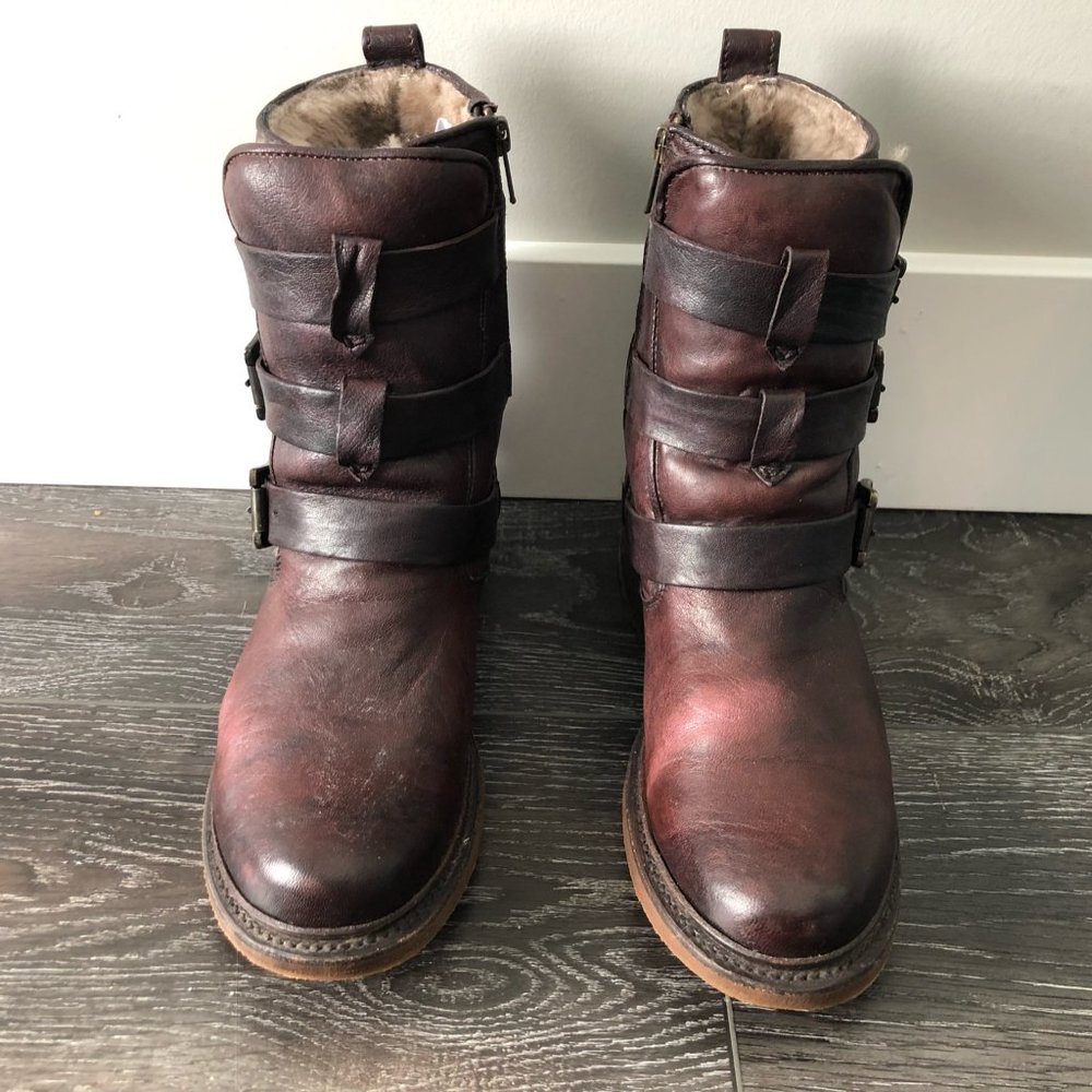 FRYE Valerie Shearling Lined Strappy Ankle Boot Size US 8 - Picture 3 of 16